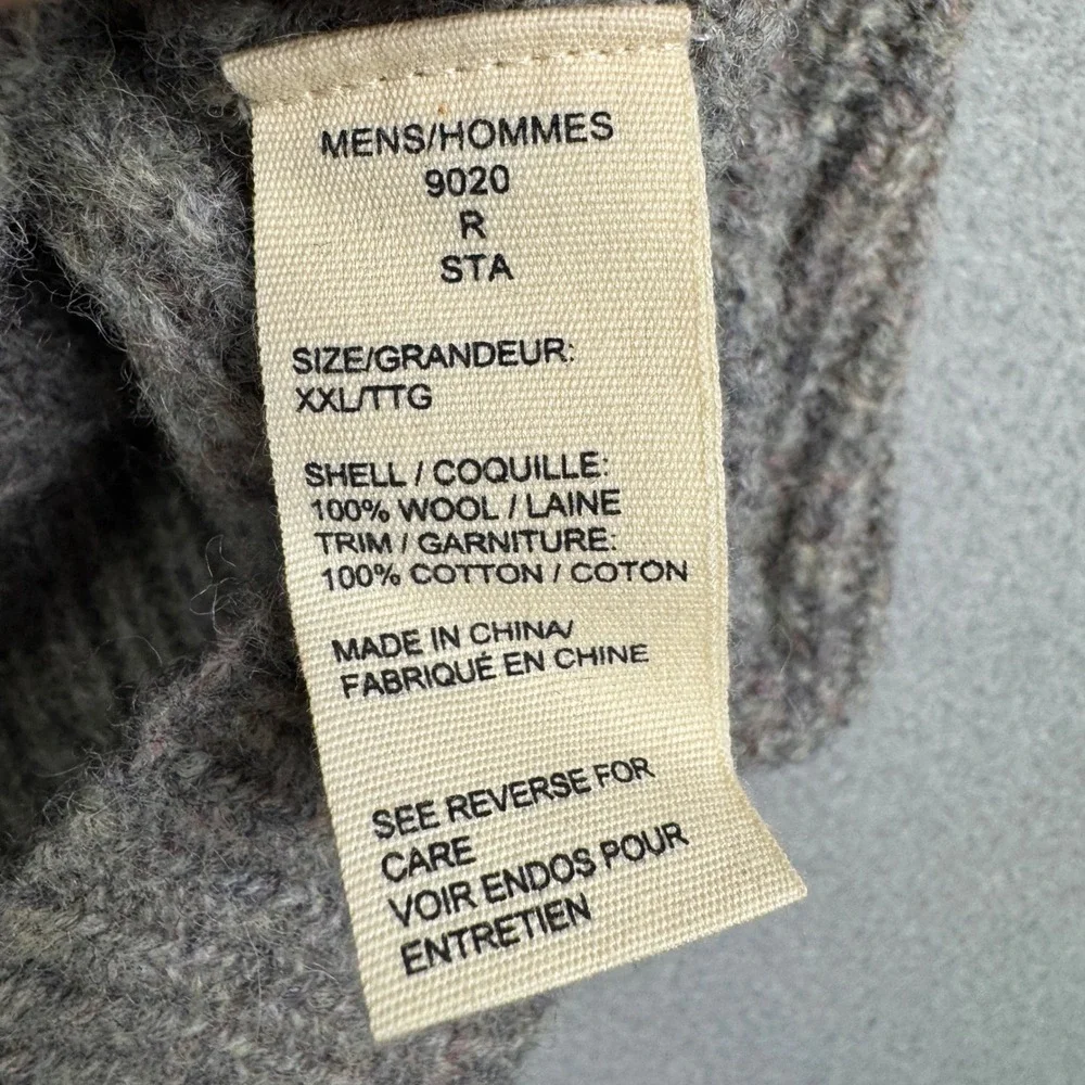 Woolrich Mens Gray 100% Wool Ribbed Knit Henley Sweater Mock Neck XXL 9020 - Picture 4 of 10